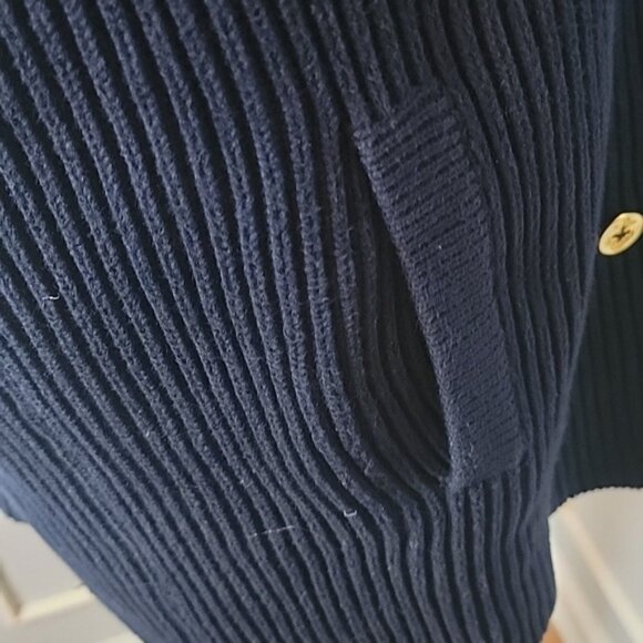 LAUREN RALPH LAUREN Navy Knit Double Breasted Nautical Cardigan Sweater Jacket - Picture 8 of 9